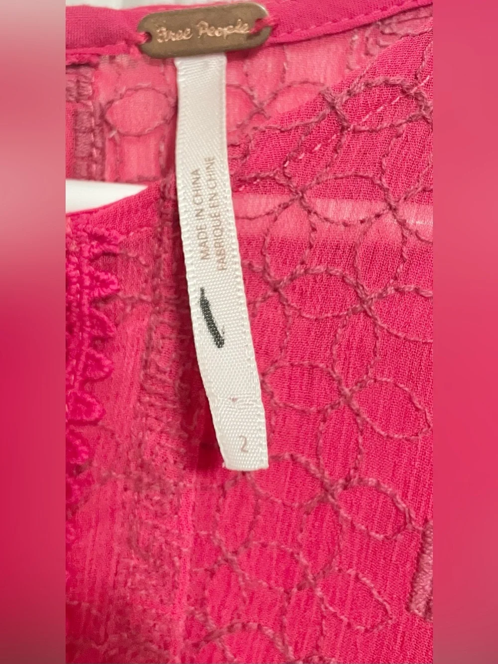 Free People Hot Pink Lace Midi Dress